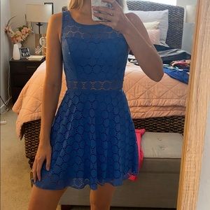 Blue lace mini dress